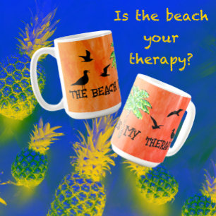 Taza De Café Gaviotas de palmeras tropicales para la terapia de