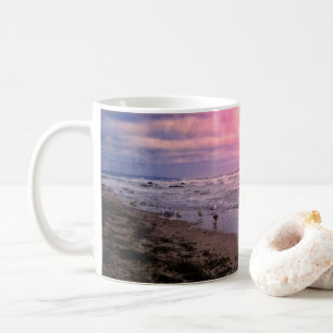 Taza De Café Gaviotas en el mar al atardecer