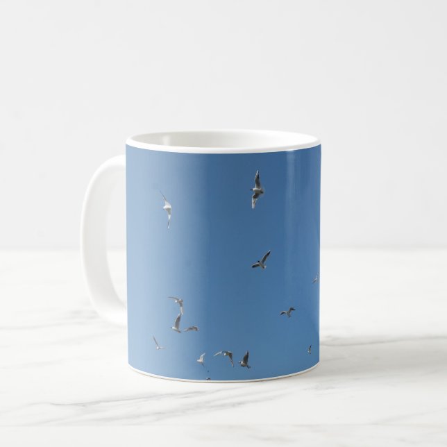 Taza De Café Gaviotas voladoras de café blanco Mug (Anverso izquierdo)
