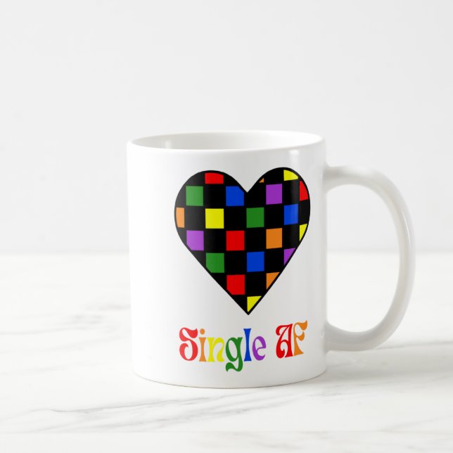 Taza De Café Gay Pride Rainbow Single Af Valentines Day Sarcas  (Derecha)
