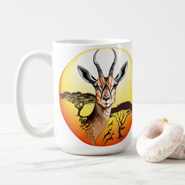 Taza De Café Gazelle Animal salvaje Antelope africano (Con donut)