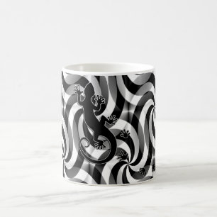 Taza De Café Gecko en marcha - gira en blanco y negro