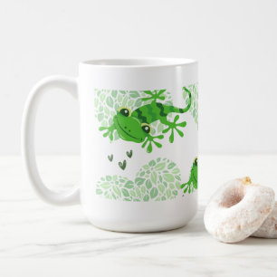 Taza De Café Gecko Hearts greenery Mug