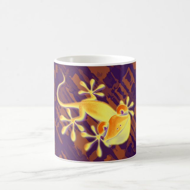 Taza De Café Gecko sonriente - modelo anaranjado violeta (Centro)
