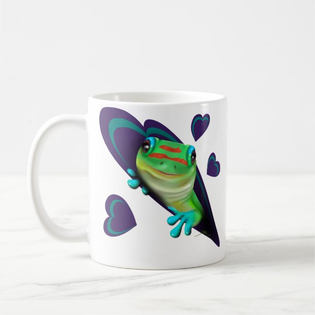 Taza De Café Gecko Y Corazones (Izquierda)