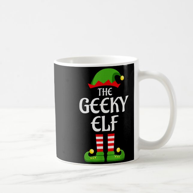 Taza De Café Geeky Elf Family Matching Group Christmas Geek  (Derecha)