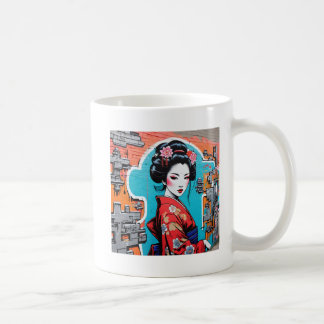 Taza De Café Geisha and Sakura: Japanese-Inspired Art