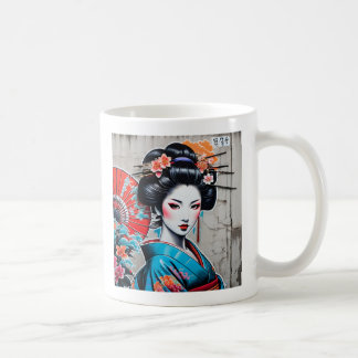 Taza De Café Geisha and Sakura: Japanese-Inspired Art
