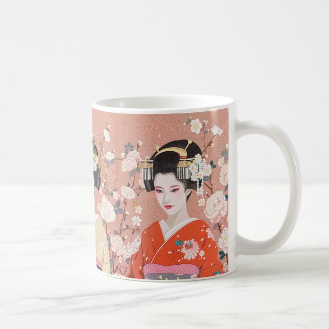 Taza De Café Geisha Coffee Mug japonés rosa (Derecha)