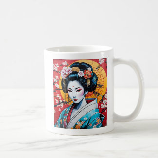 Taza De Café Geisha, Kimono, Sakura, cherry blossoms, Japanese