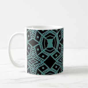 Taza De Café Gemas tribales negro y patrón Verde azulado café t
