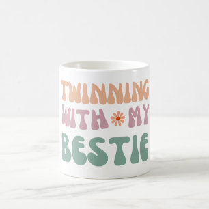 Taza De Café Gemelas con mi mejor amiga Groovy cita de amistad
