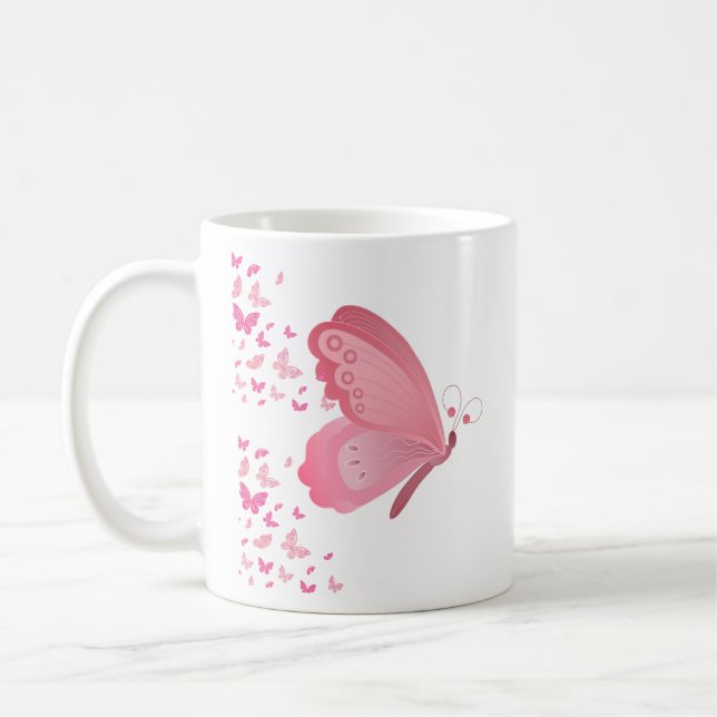 Taza De Café Gemelos de mariposa rosada (Izquierda)