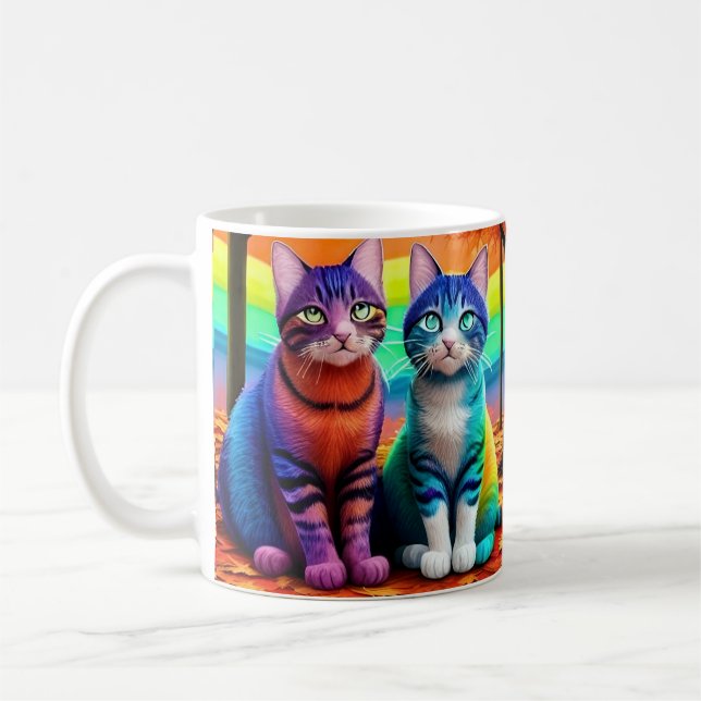 Taza De Café Gemelos del arte digital de gatos-56467 (Izquierda)