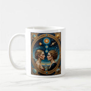 Taza De Café Gemelos Divinos Celestes Arte Cósmico En Camiseta