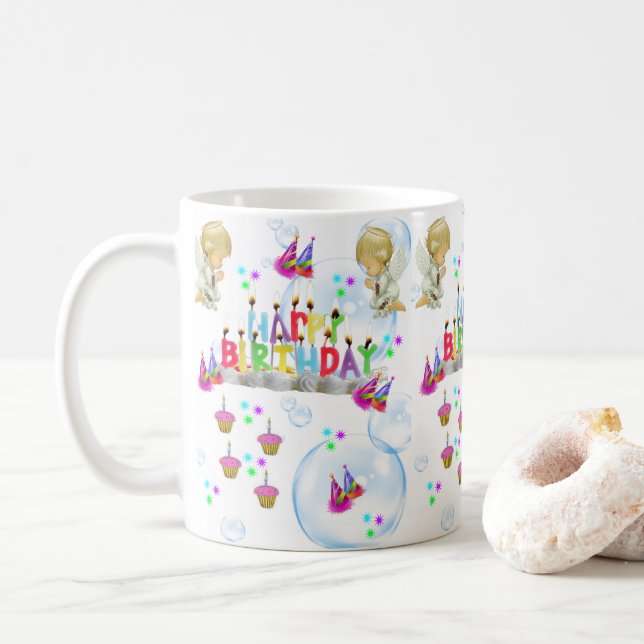 Taza De Café Gemelos gemelos Mug Happy Birthday Mug (Con donut)