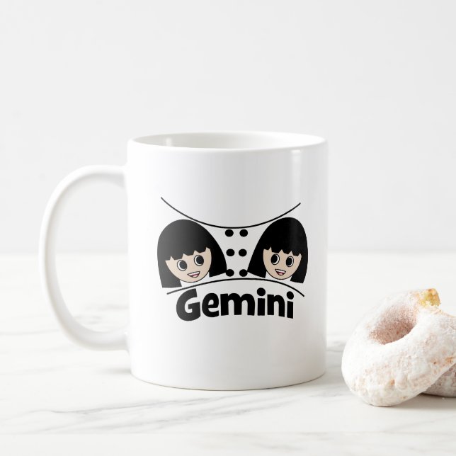 Taza De Café Gemini Astrología Zodiac Rótulo niños (Con donut)