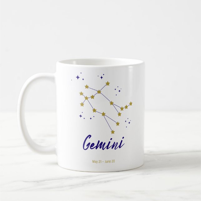 Taza De Café Gemini Constelación Zodiac Horoscope Rótulo Twin (Izquierda)