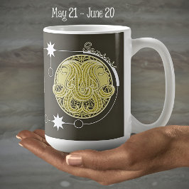Taza De Café Gemini Rótulo Zodiaco Astrología Mandala Blanco am