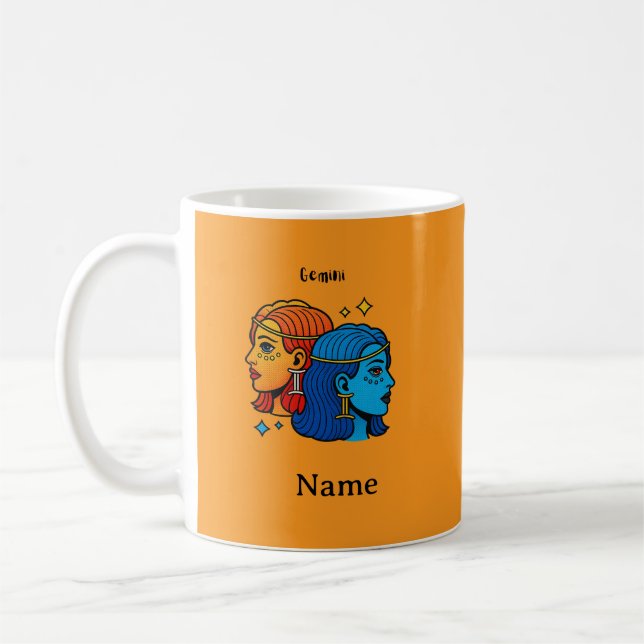 Taza De Café Gemini Signo Zodiacal Pop Art - Gemelos Celestiale (Izquierda)