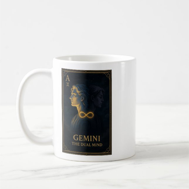 Taza De Café Gemini Zodiac Art – Celestial Twins and Duality (Izquierda)