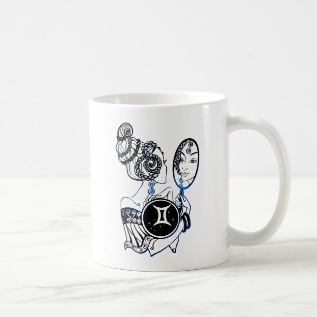 Taza De Café Gemini Zodiac Art Deco Lady (Derecha)