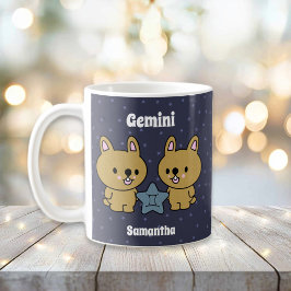 Taza De Café Gemini Zodiac ilustrado lindo personalizado