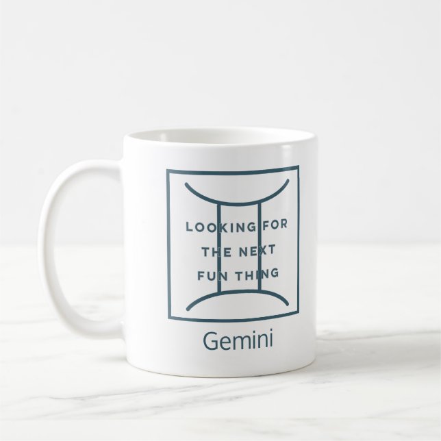 Taza De Café Gemini Zodiac Rótulo Fun Cita Azul Textos Cumpleañ (Izquierda)