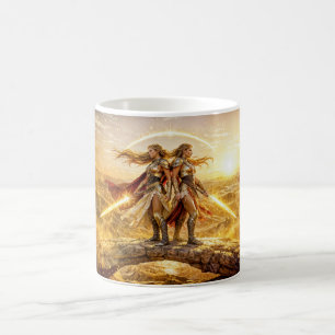 Taza De Café Gemini Zodiaco con Mujeres Guerreras Gemelas y Res