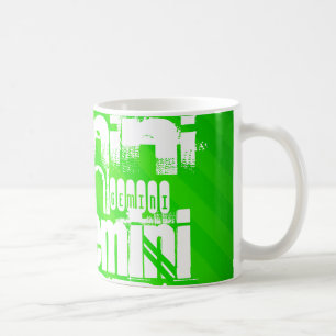 Taza De Café Géminis; Rayas verdes de neón
