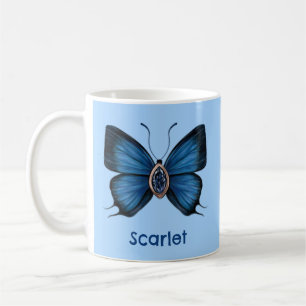 Taza De Café Gemstone de mariposa de zafiro azul personalizado