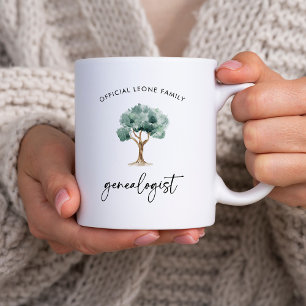 Taza De Café Genealógico oficial familiar con árbol   Elegante