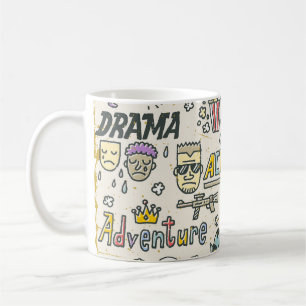 Taza De Café Géneros de películas: TV muestra conjunto de doodl