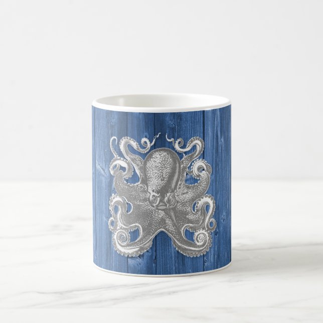 Taza De Café genial efecto antiguo genial pulpo blanco (Centro)