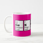 Taza De Café Genius Science Nerd Fun Pink<br><div class="desc">Tienes el cerebro,  ¡ahora coge la taza! Esta divertida taza muestra la palabra GENIUS escrita con letras de la Tabla Periódica. El color de fondo de esta taza es rosado caliente,  sin embargo usted puede personalizar y cambiarlo a cualquier color que desee.</div>