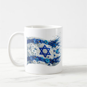Taza De Café Gente de Israel bandera floreciendo en flores. Taz