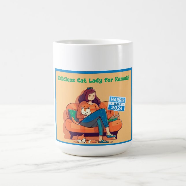Taza De Café Gente sin hijos para Harris/Walz (Centro)