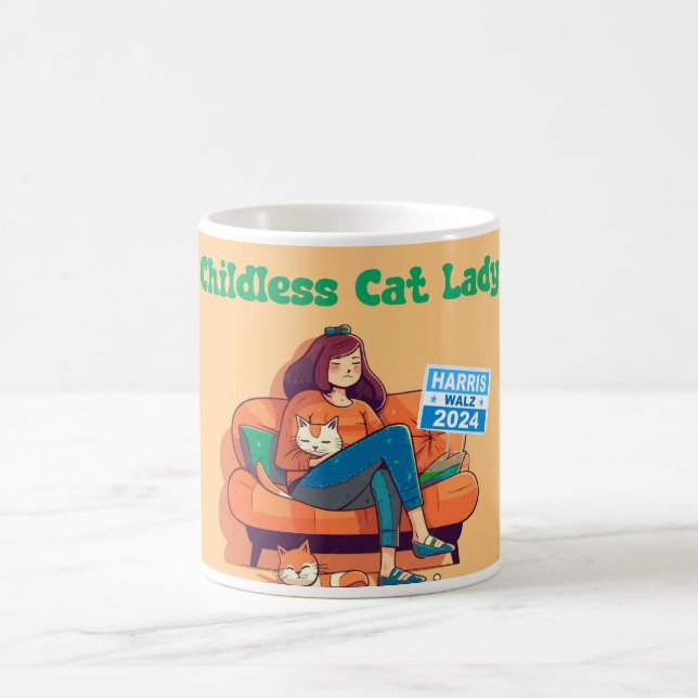 Taza De Café Gente sin hijos para Harris/Walz (Centro)