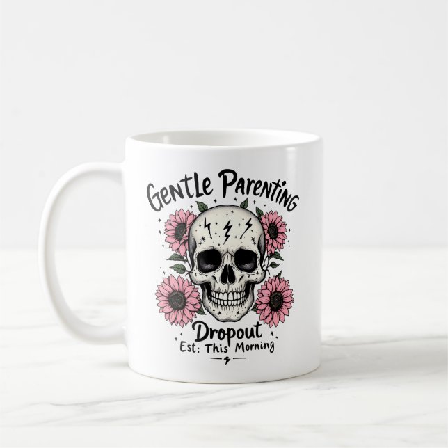 Taza De Café Gentle Parenting Mug | Funny Mom Skull Coffee Cup (Izquierda)