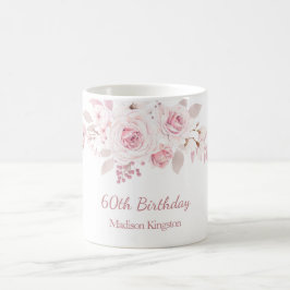 Taza De Café Gentle Rubor Pink Floral 60th Birthday Party Gift
