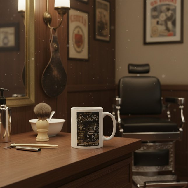 Taza De Café Gentlemen’s Barbershop Retro Haircuts Shaves (Subido por el creador)