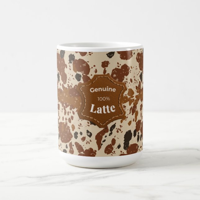 Taza De Café Genuine 100% Latte Cowhide Pattern Mug | Neutral  (Centro)