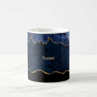 Taza De Café Geoda Azul Dorado