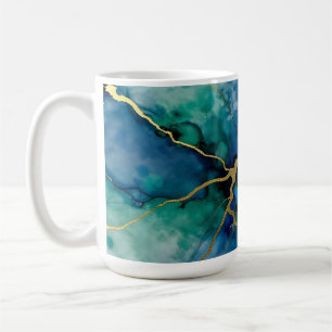 Taza De Café Geoda Oceánica Tinta de Alcohol Venas Doradas