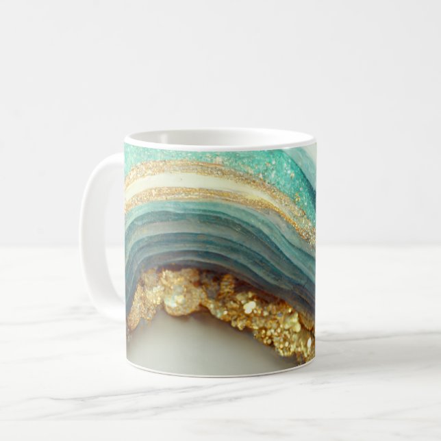 Taza De Café Geode Stone verde azulado (Anverso izquierdo)