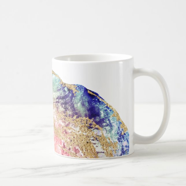 Taza De Café *~* Geode Watercolor Agate Gold Purpurina Rock (Derecha)