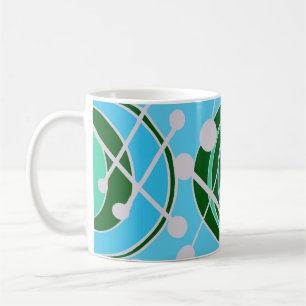 Taza De Café Geoformas en verde y azul con barba blanca