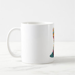 Taza De Café Geometría colorida Chihuahua 3D en estilo moderno