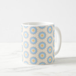 Taza De Café Geometría de ráfaga solar azul