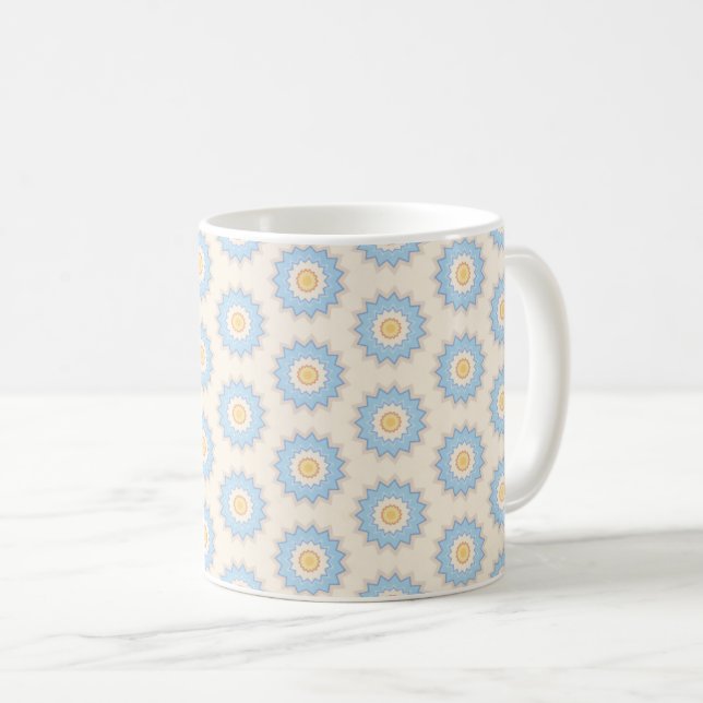 Taza De Café Geometría de ráfaga solar azul (Anverso derecho)